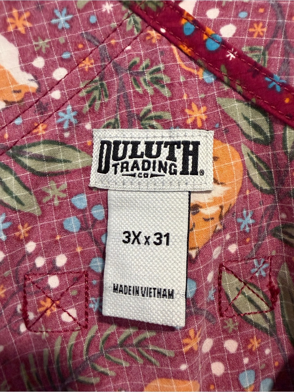 Duluth Trading Co Maroon Fox Print Overalls - Picture 4 of 9